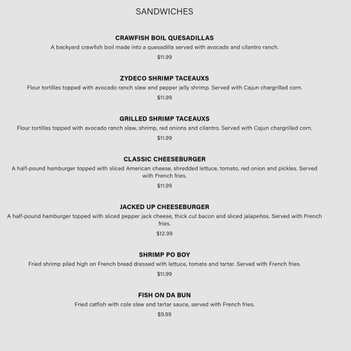 Dons Seafood Lafayette menu in Lafayette, Louisiana, USA