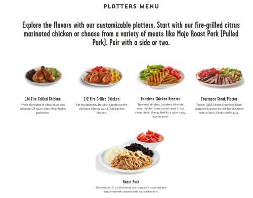 Pollo Tropical menu in Gainesville, Florida, USA
