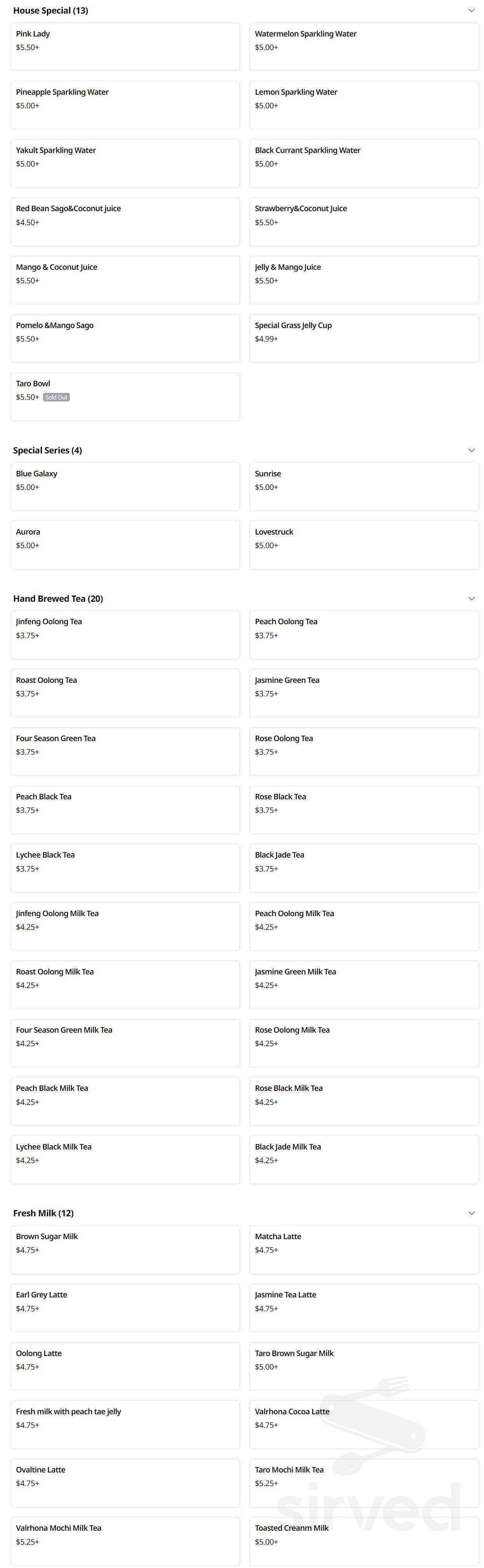 Miss Sugar Dessert menu in West Lafayette, Indiana, USA