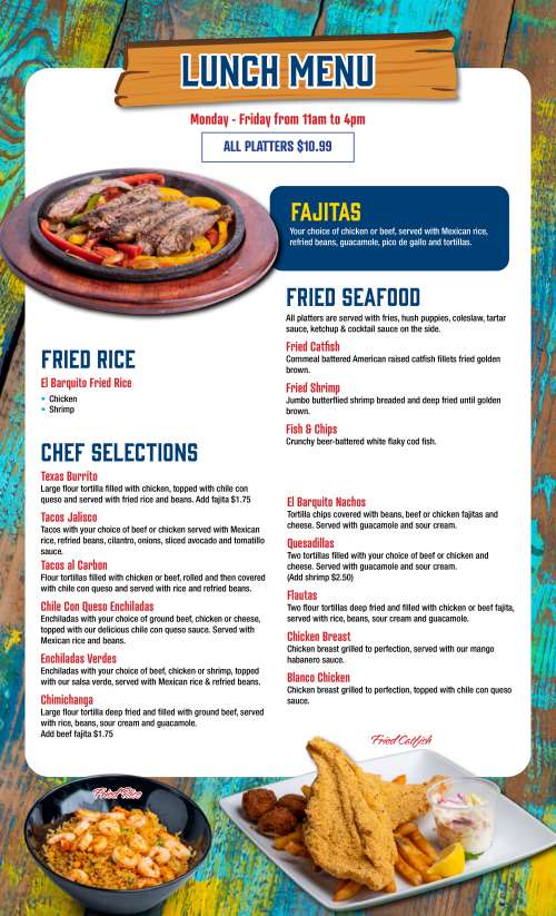 El Barquito Seafood & TexMex menu in Cut and Shoot, Texas, USA