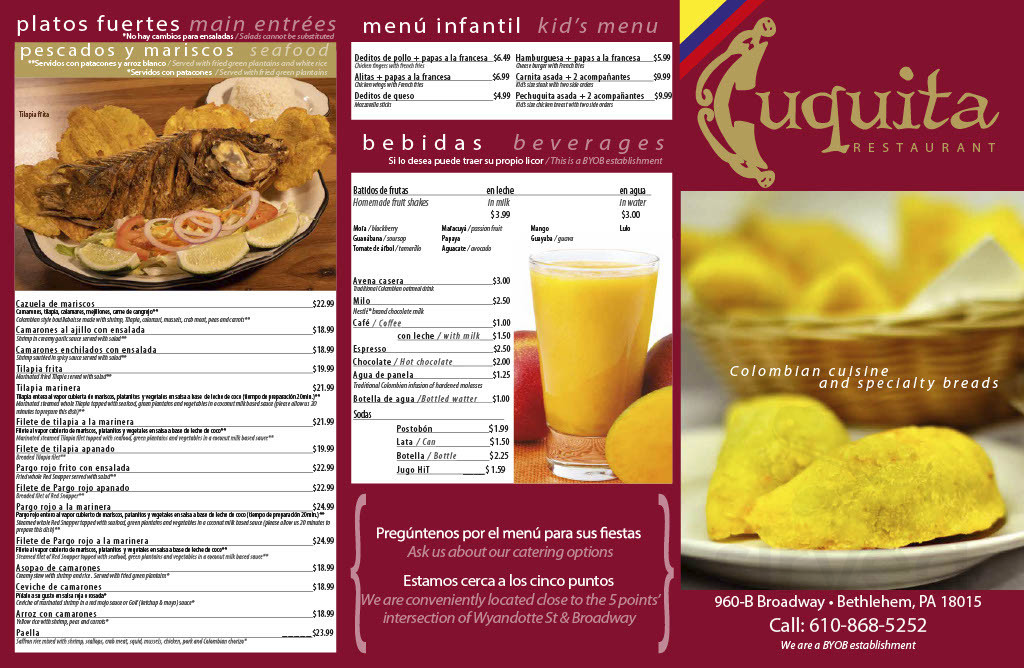Cuquita Restaurant menu in Fountain Hill, Pennsylvania, USA