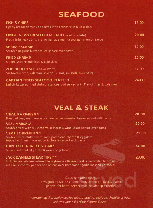 The Town Tavern & Restaurant menu in East Haddam, Connecticut