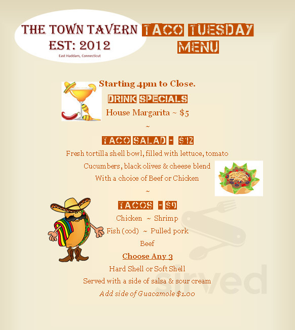 The Town Tavern & Restaurant menu in East Haddam, Connecticut