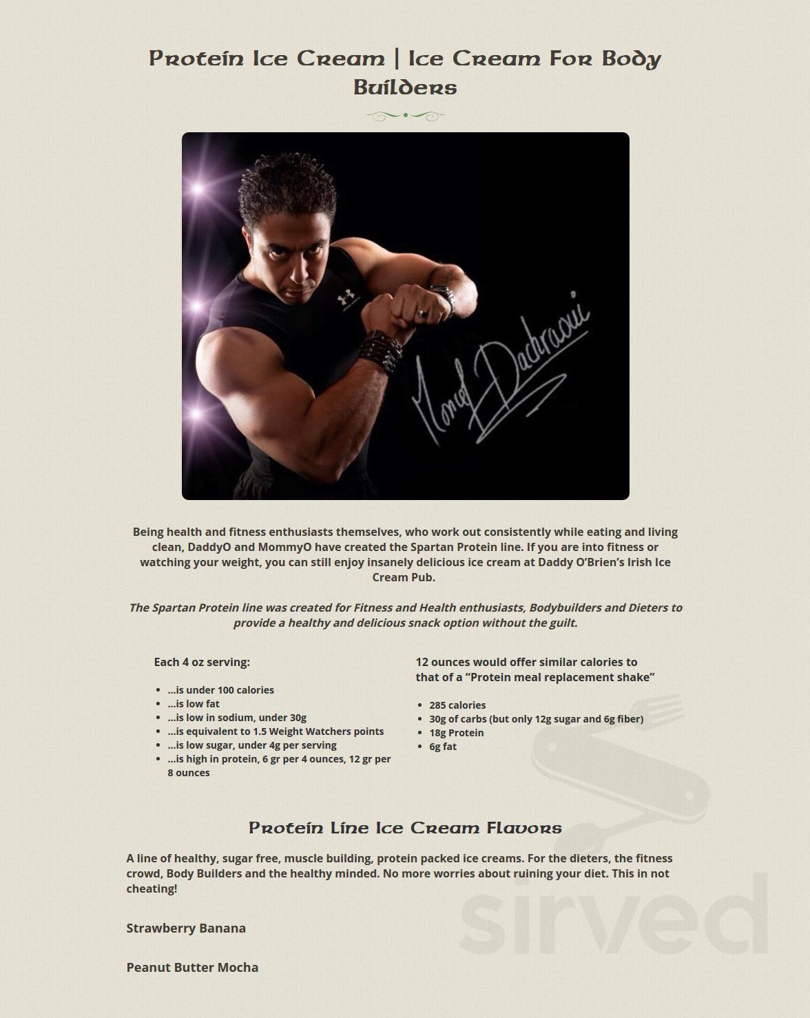 Daddy O'Brien's Irish Ice Cream Pub and Restaurant menu in Sugar Hill