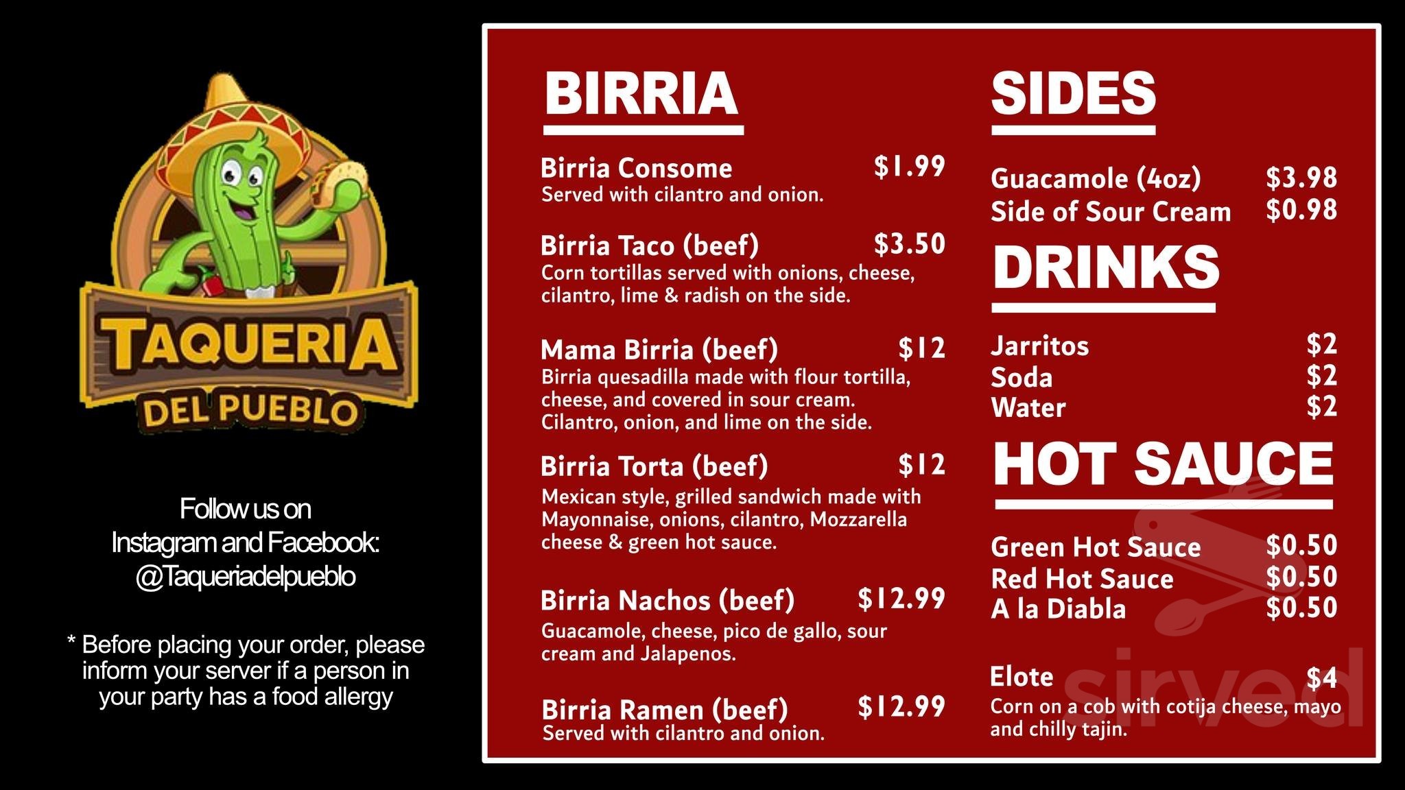 Taqueria Del Pueblo menu in Worcester, Massachusetts, USA