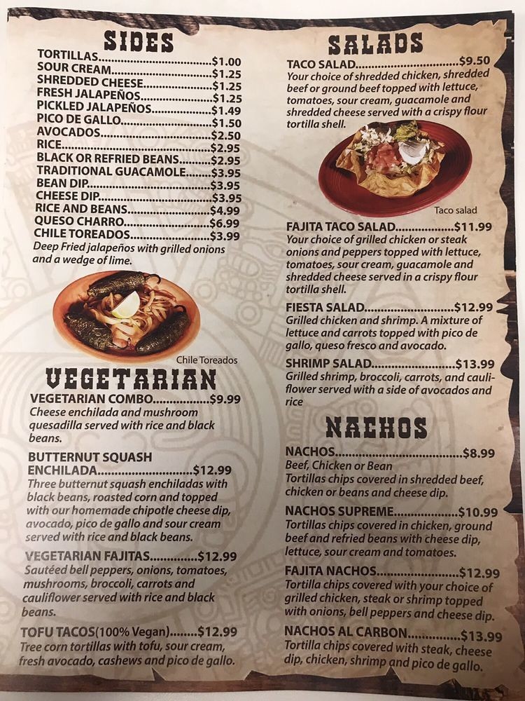 La Fiesta Mexican Restaurant menu in Dayton, Ohio, USA