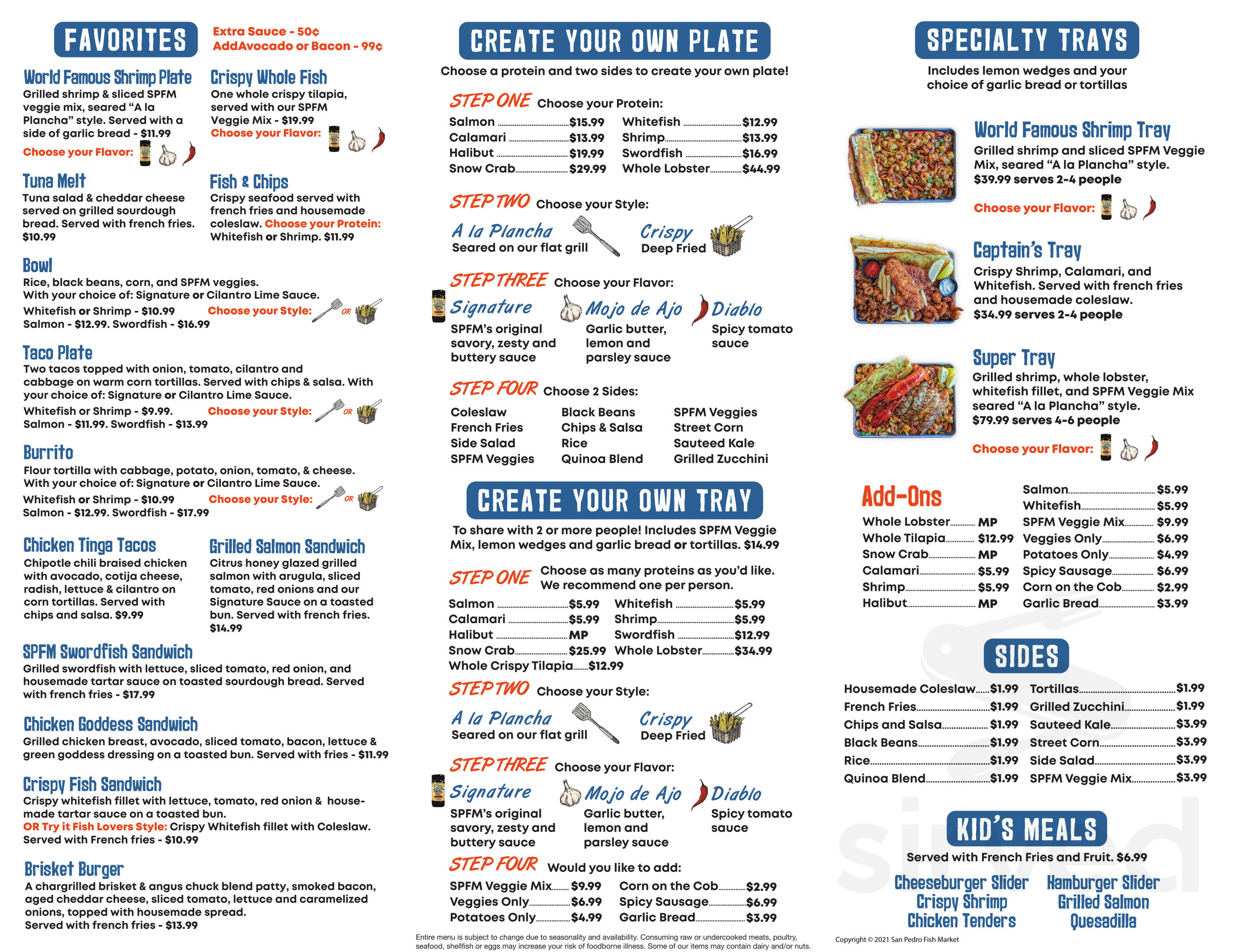 San Pedro Fish Market Grille menu in Wilmington, California