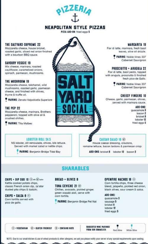 Salt Yard Social Menu In Halifax Nova Scotia Canada Salt Yard Social Menu In Halifax Nova Scotia Canada