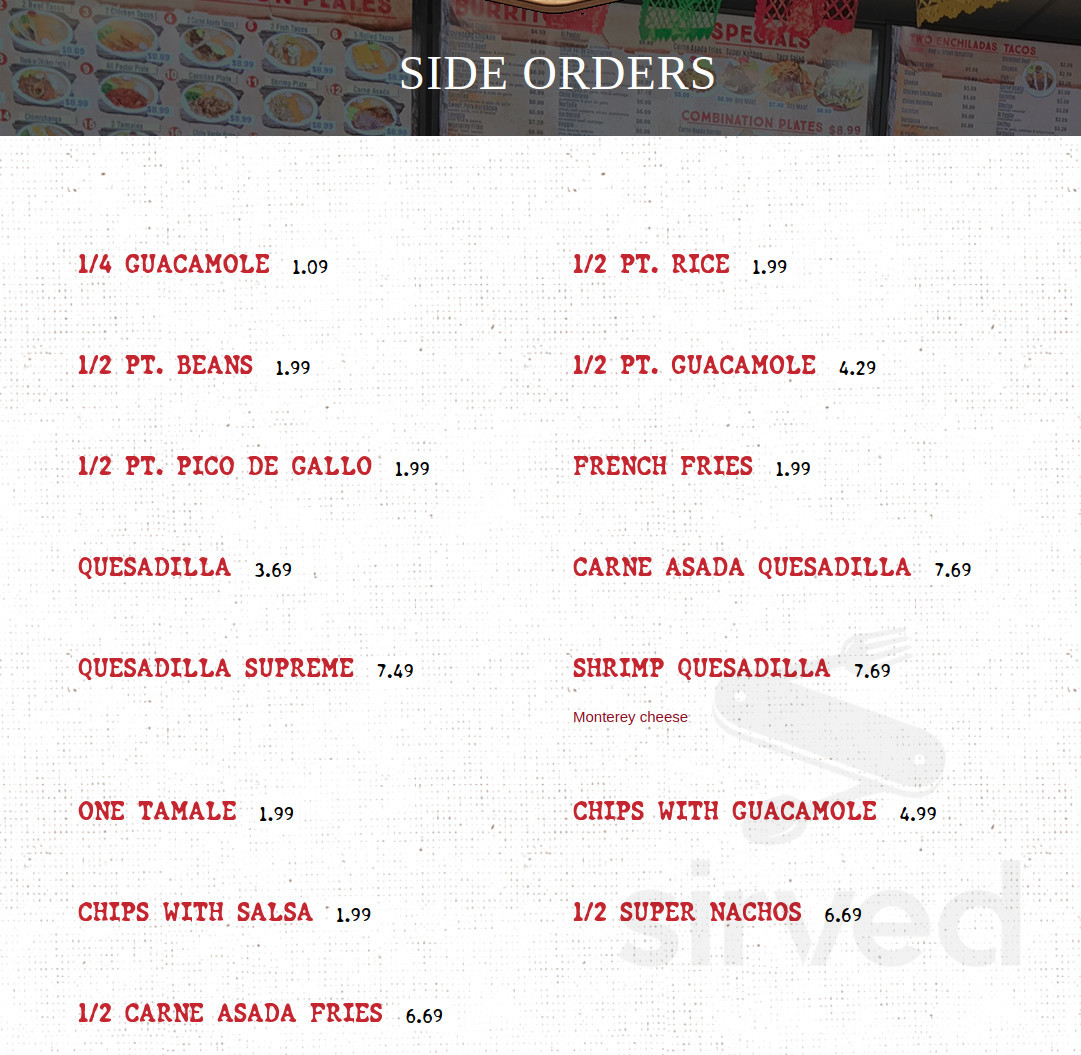 Beto's Mexican Food menu in West Jordan, Utah, USA