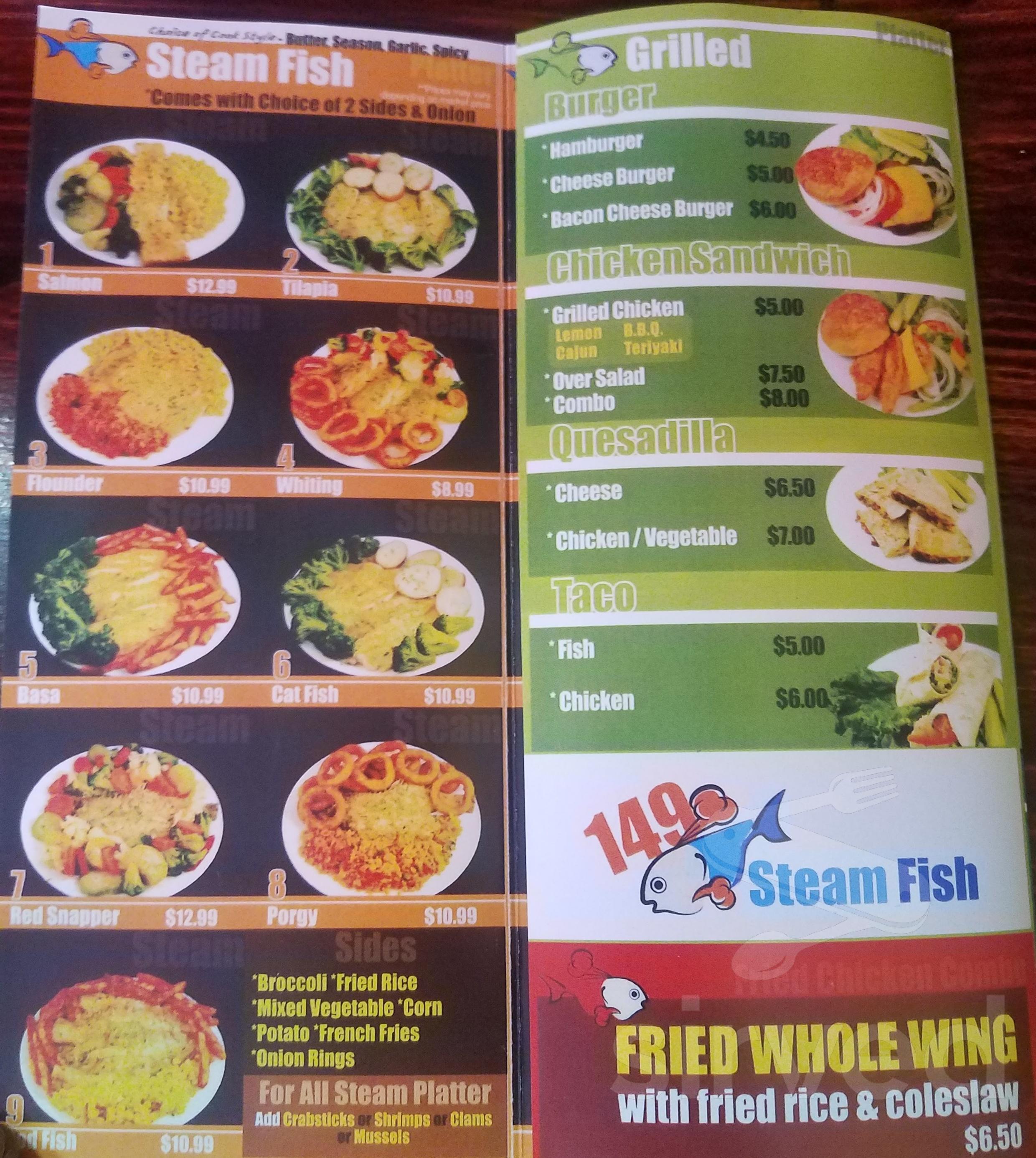149 Steam Fish menu in The Bronx, New York, USA