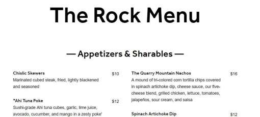 The Rock Menu.pdf Menu for The Rock in Springfield, MO | Sirved