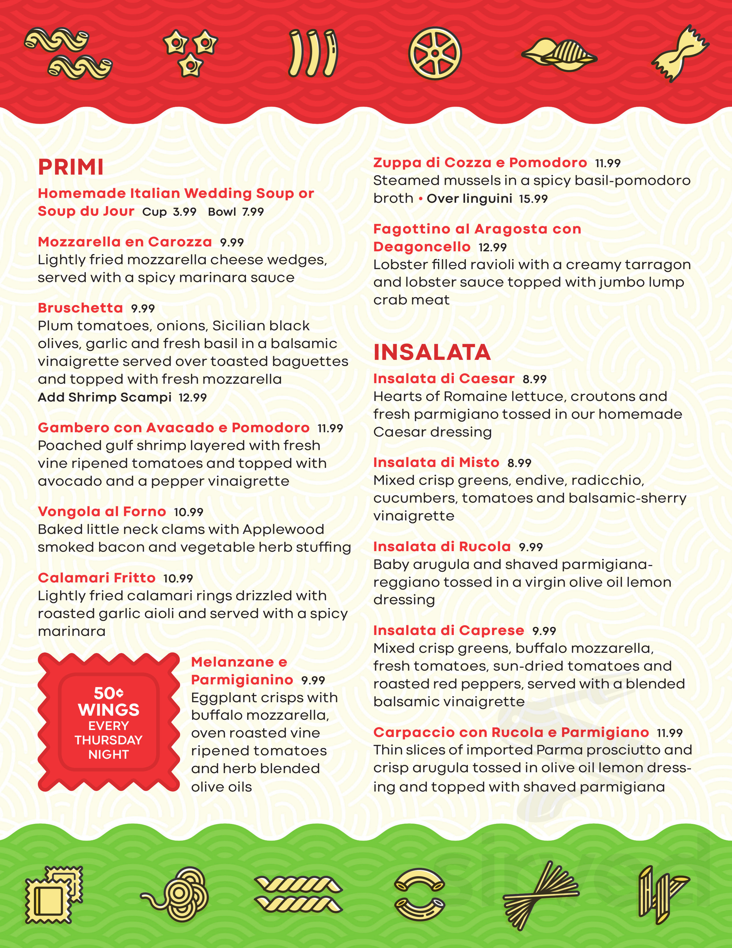 Basta Pasta menu in Skippack, Pennsylvania, USA