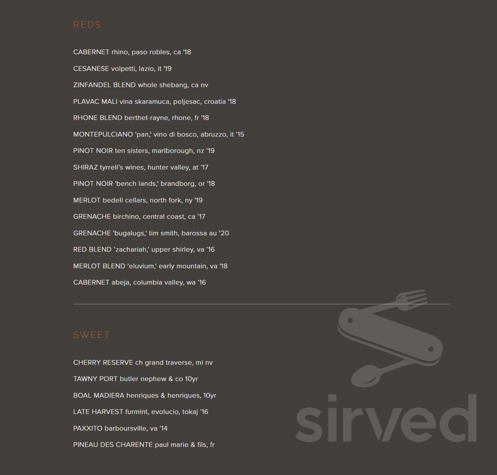 Menu - Richmond VA's Heritage Restaurant | Sirved