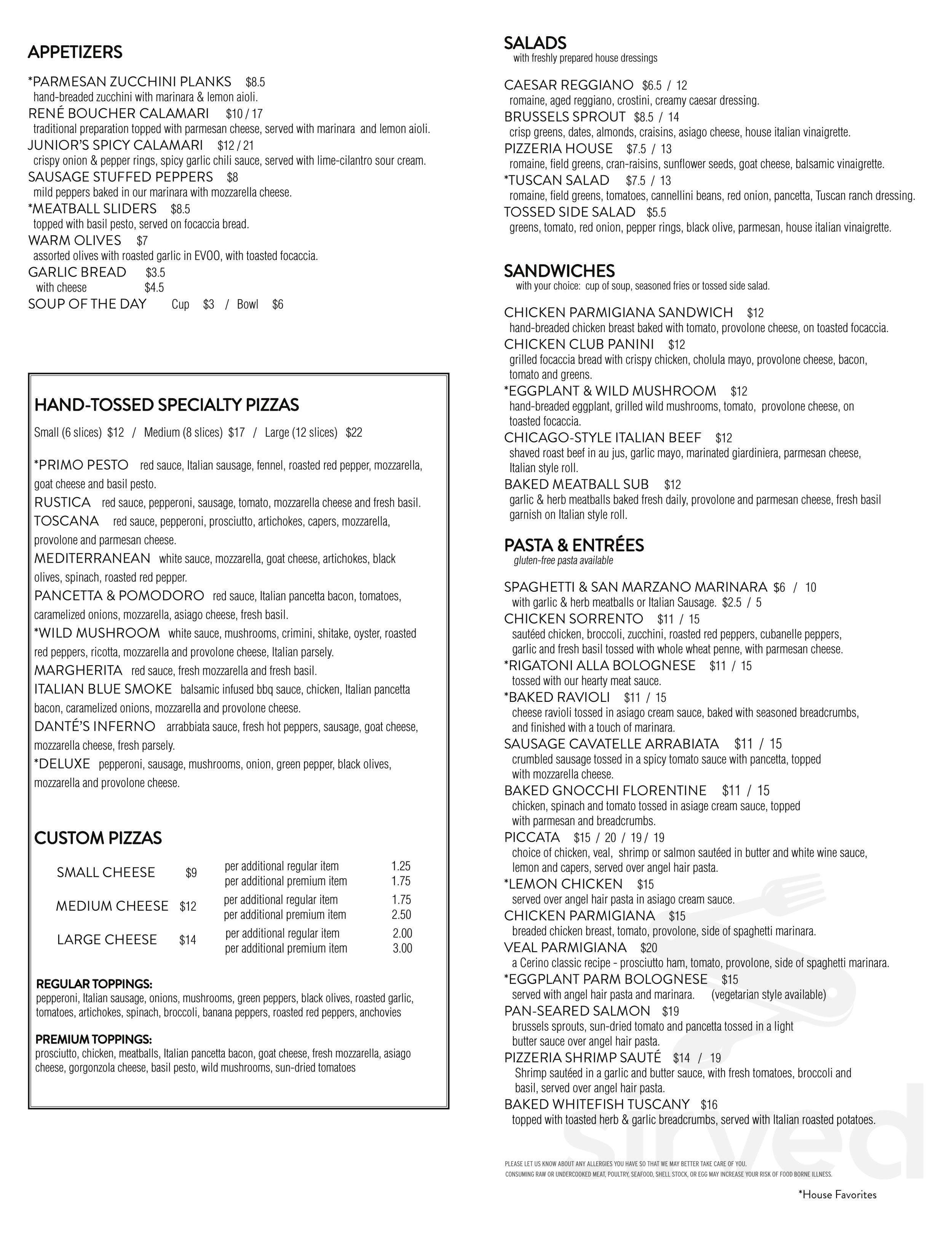 Eddie's Pizzeria Cerino menu in Seven Hills, Ohio, USA