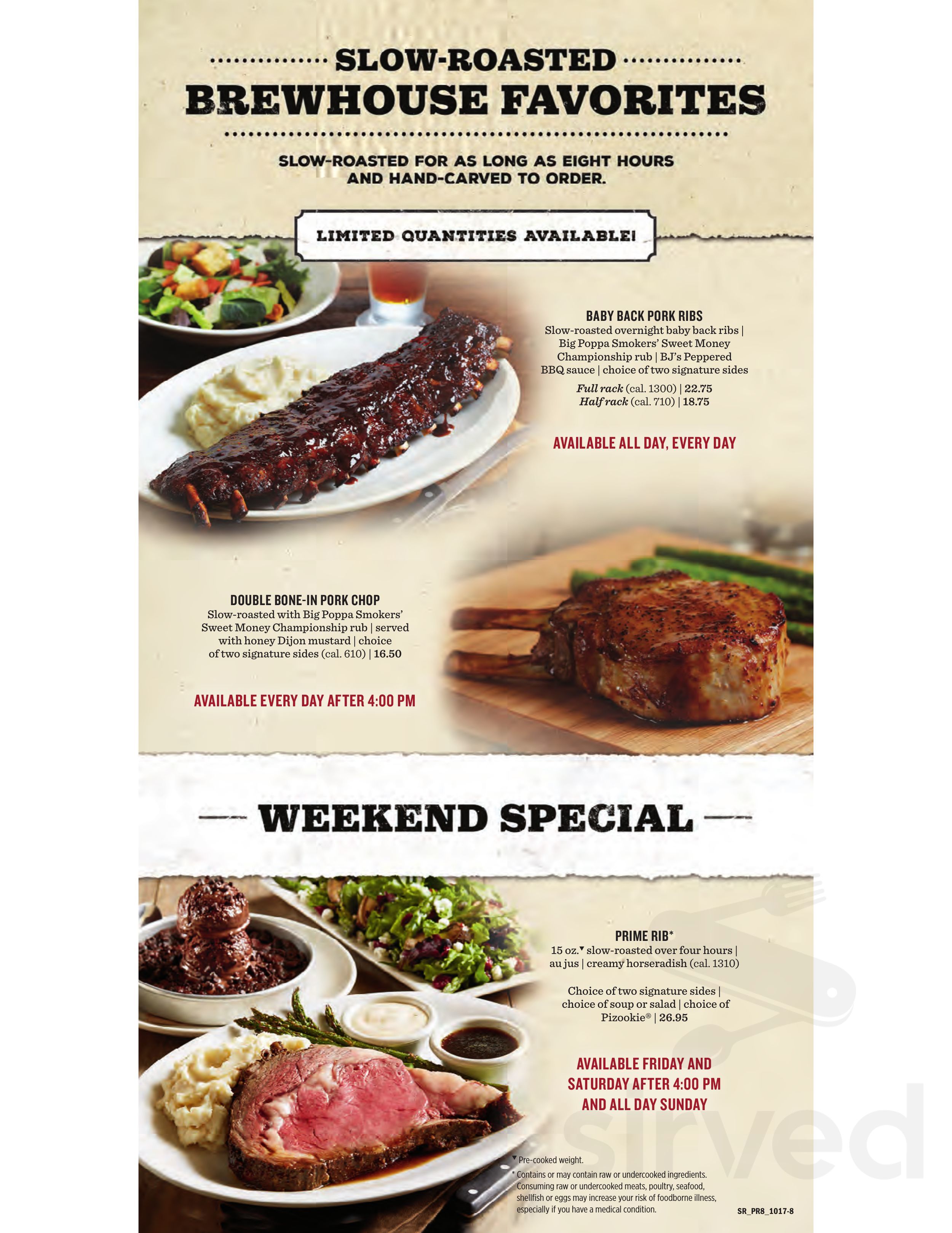 BJ's Restaurant & Brewhouse menu in Rancho Santa Margarita, California
