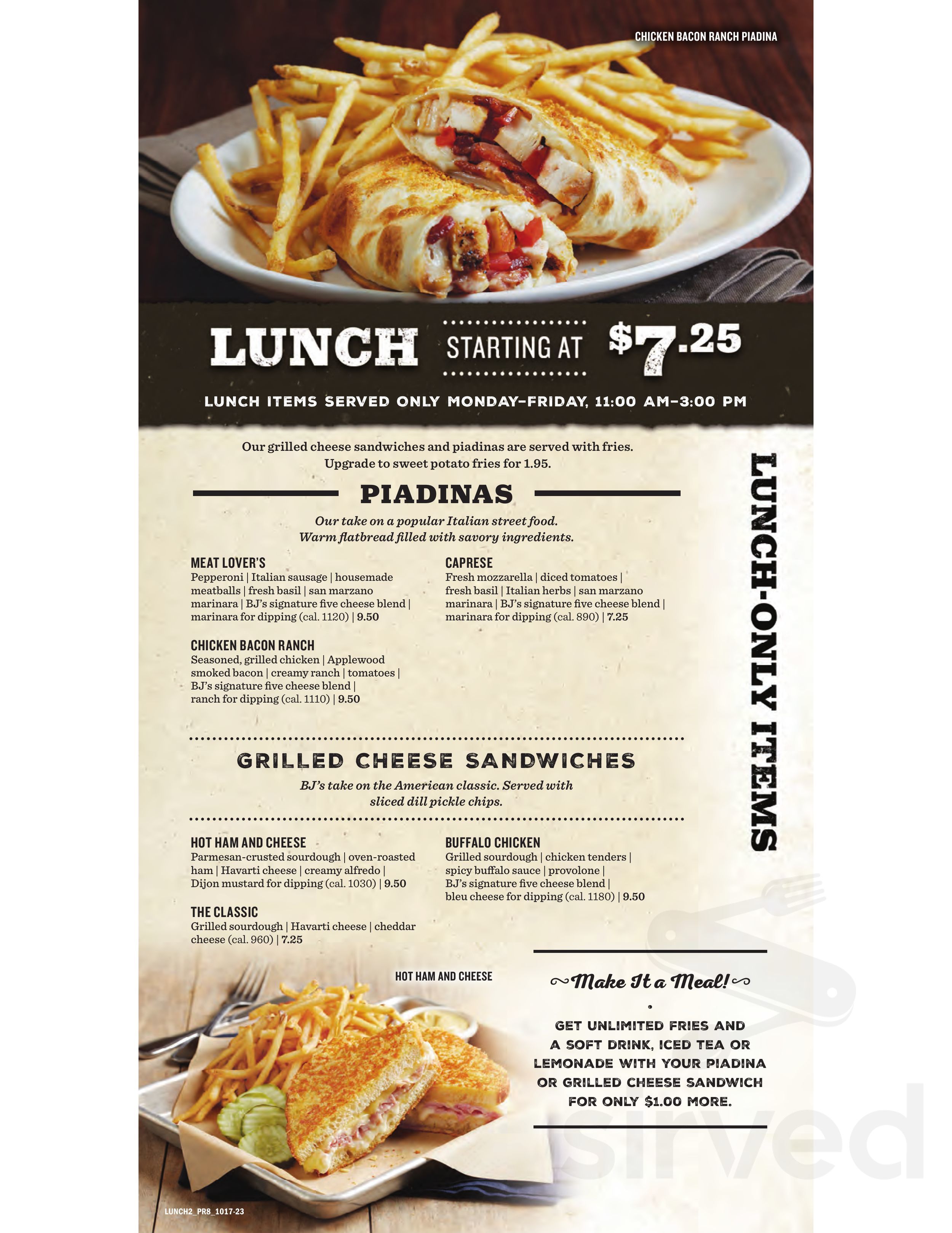 BJ's Restaurant & Brewhouse menu in Rancho Santa Margarita, California