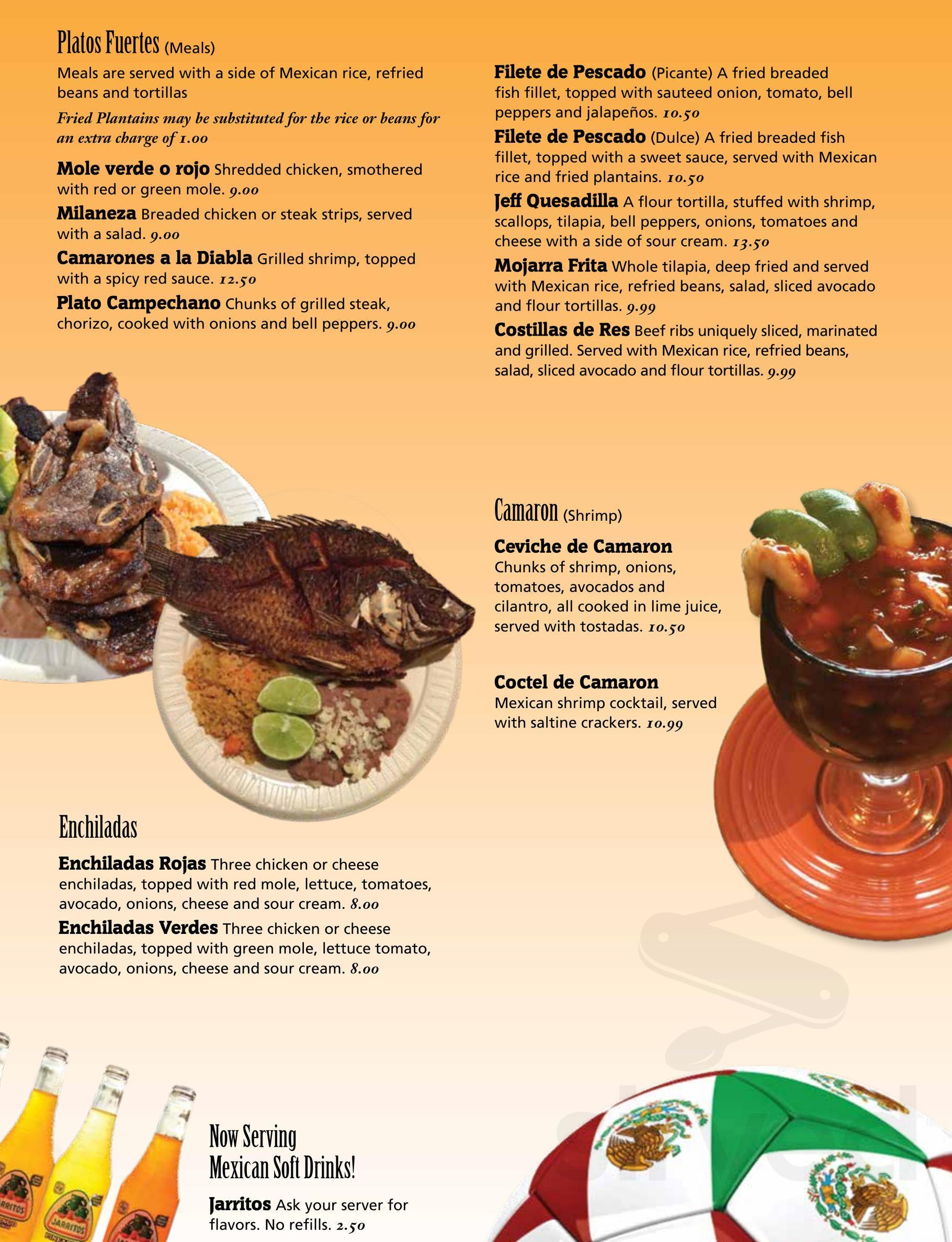 Las Margaritas Mexican Restaurant & Gallery menu in Ocala, Florida, USA
