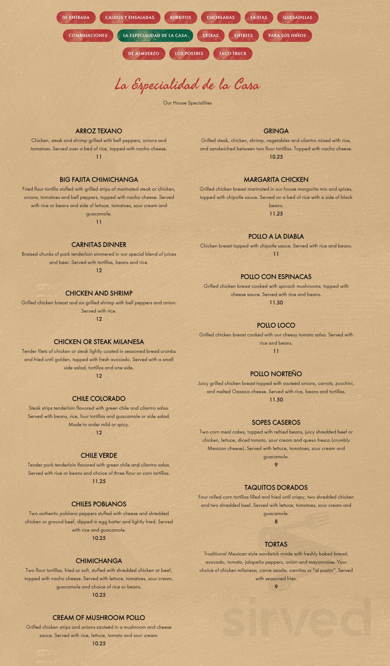Jalapenos Mexican Grill menu in Rincon, Georgia, USA