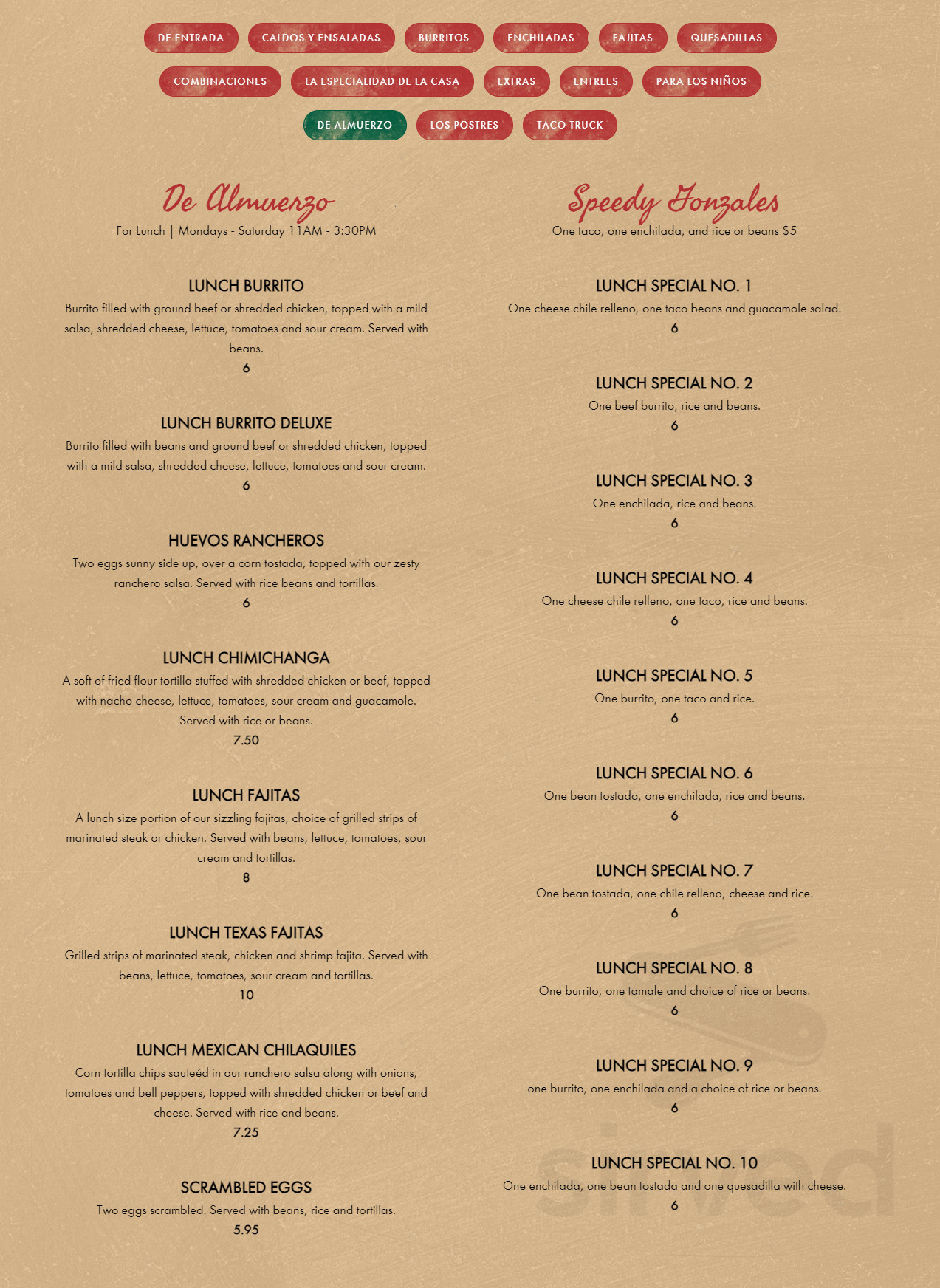 Jalapenos Mexican Grill menu in Rincon, Georgia, USA
