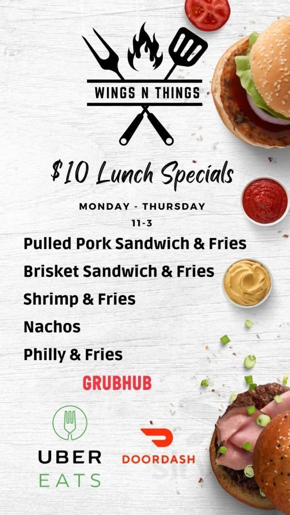 Wings N' Things menu in Orange City, Florida, USA