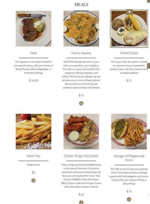 Ripton Mountain Distillery menu in Brandon, Vermont, USA