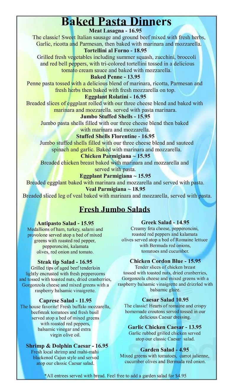 New York Pasta Garden menu in Key West, Florida, USA