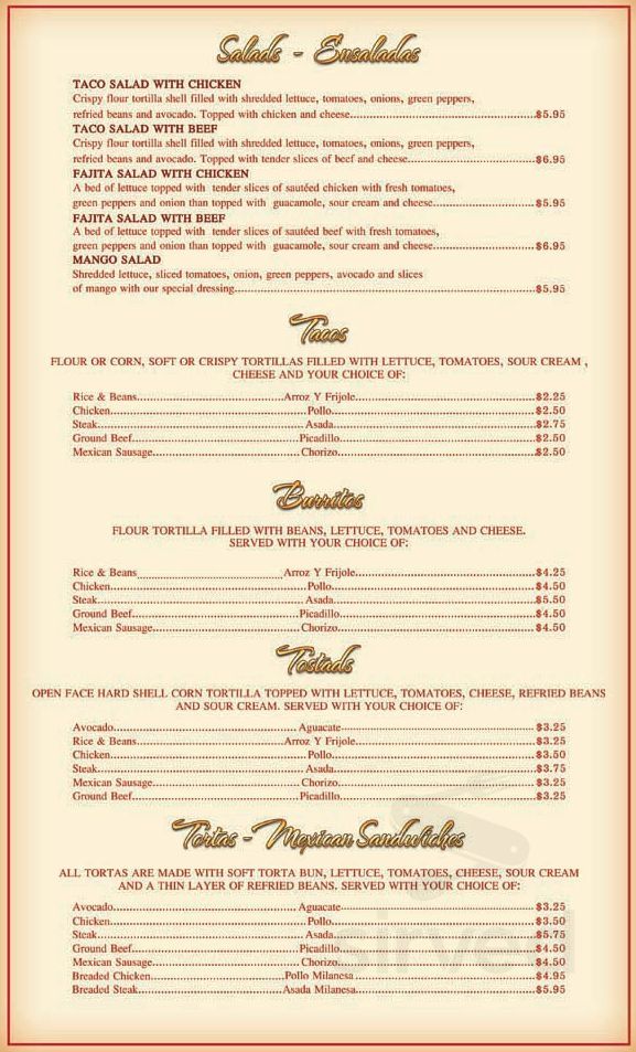 Mango Restaurant menu in Niles, Illinois, USA