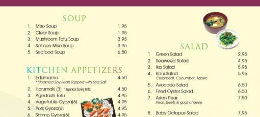 Menu for Aya Japanese Steakhouse in Carlisle, PA | Sirved