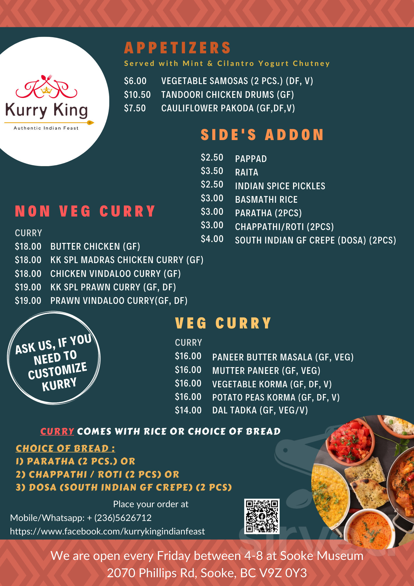 Menu for Kurry King in Sooke, BC | Sirved