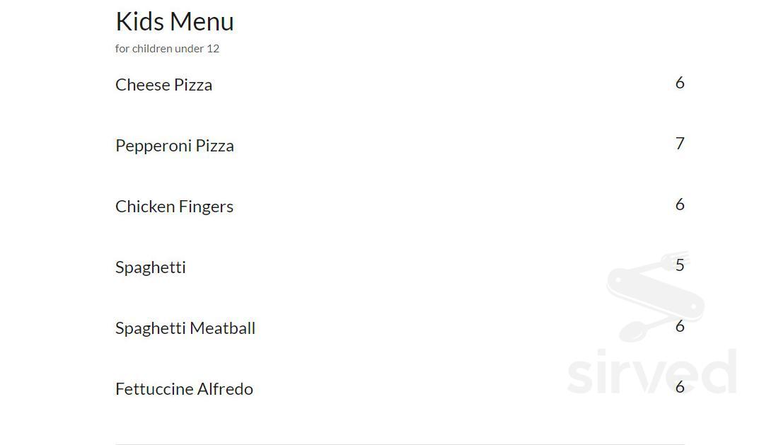 Fresco Cucina Italiana menu in Orlando, Florida, USA