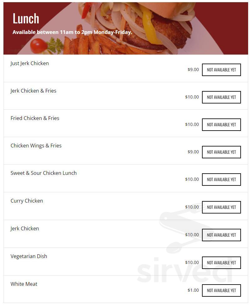 Da Reggae Cafe menu in Greensboro, North Carolina, USA