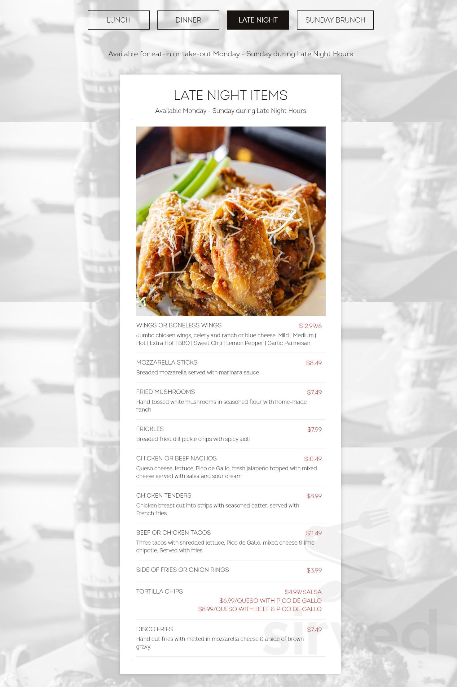 Abbott's Bar & Grill menu in Johns Creek, Georgia, USA