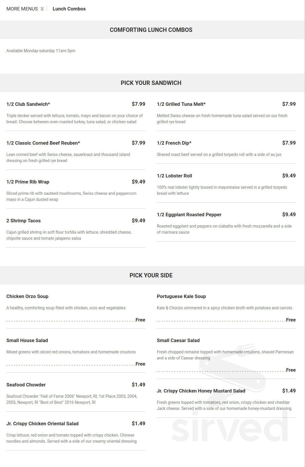 Davenport's Bar and Grille menus in East Providence, Rhode Island ...