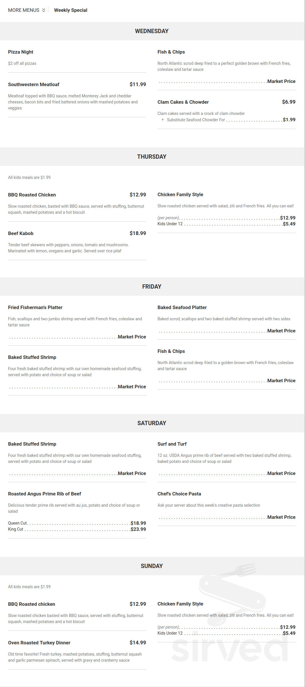 Davenport's Bar and Grille menus in East Providence, Rhode Island ...