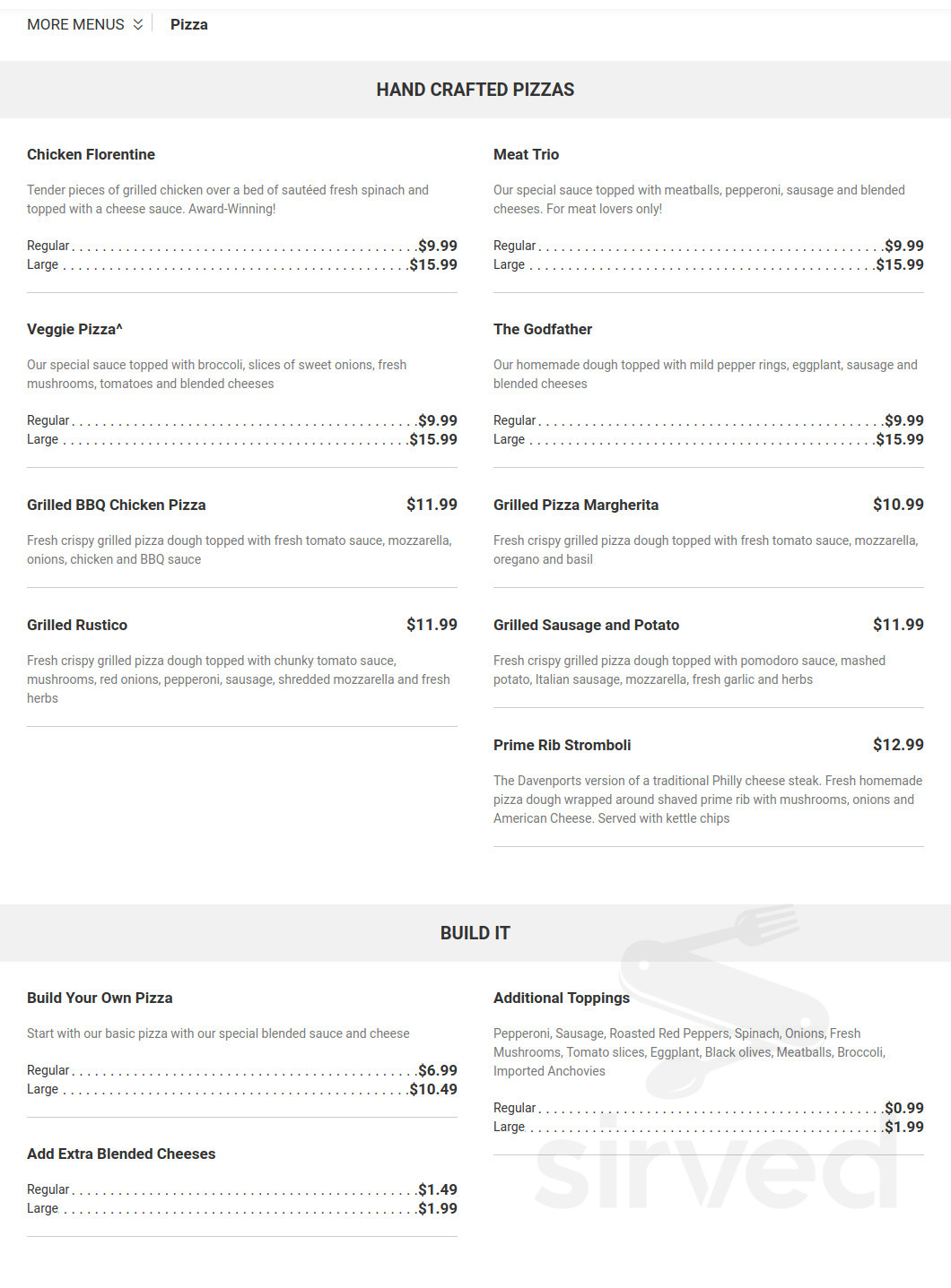 Davenport's Bar and Grille menus in East Providence, Rhode Island ...
