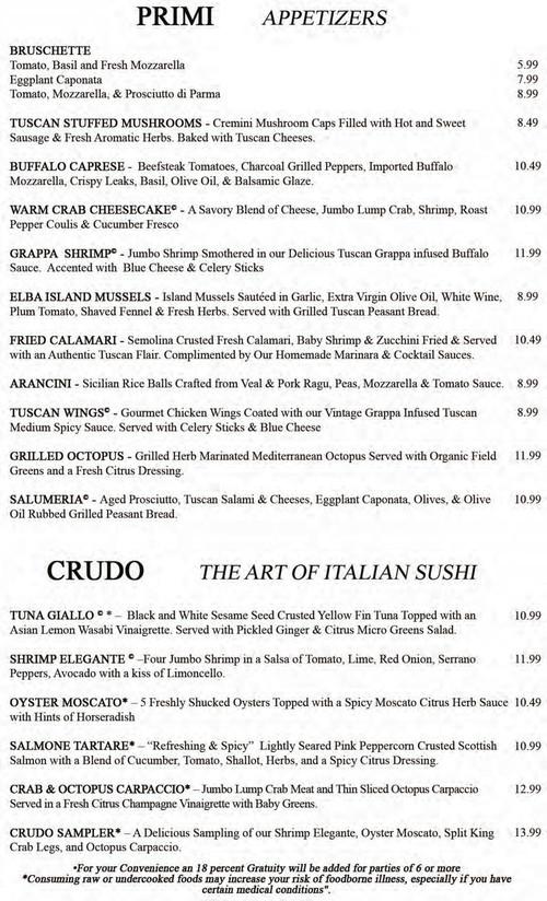 Toscana 52 (Food & Bar Takeout with Curbside) menu in Feasterville