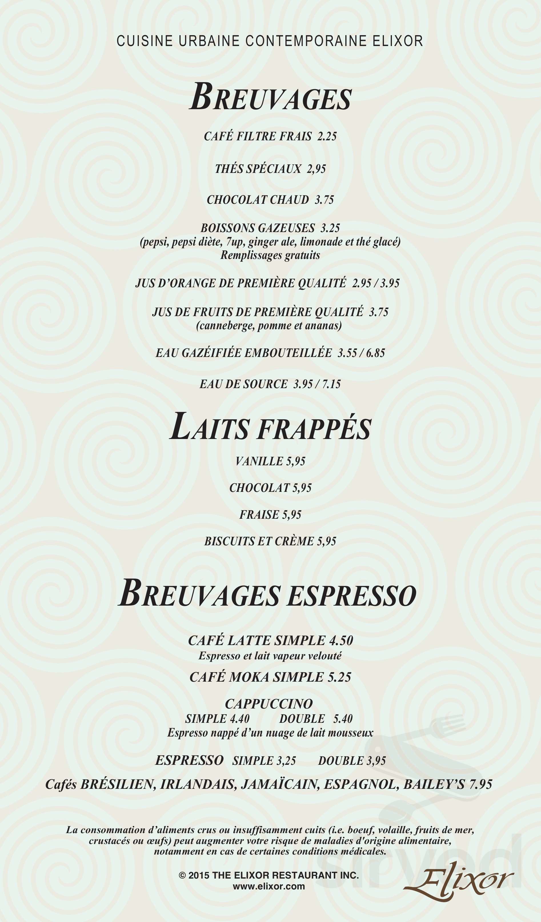 Elixor menu in DollardDes Ormeaux, Quebec H9B 1Z6, Canada