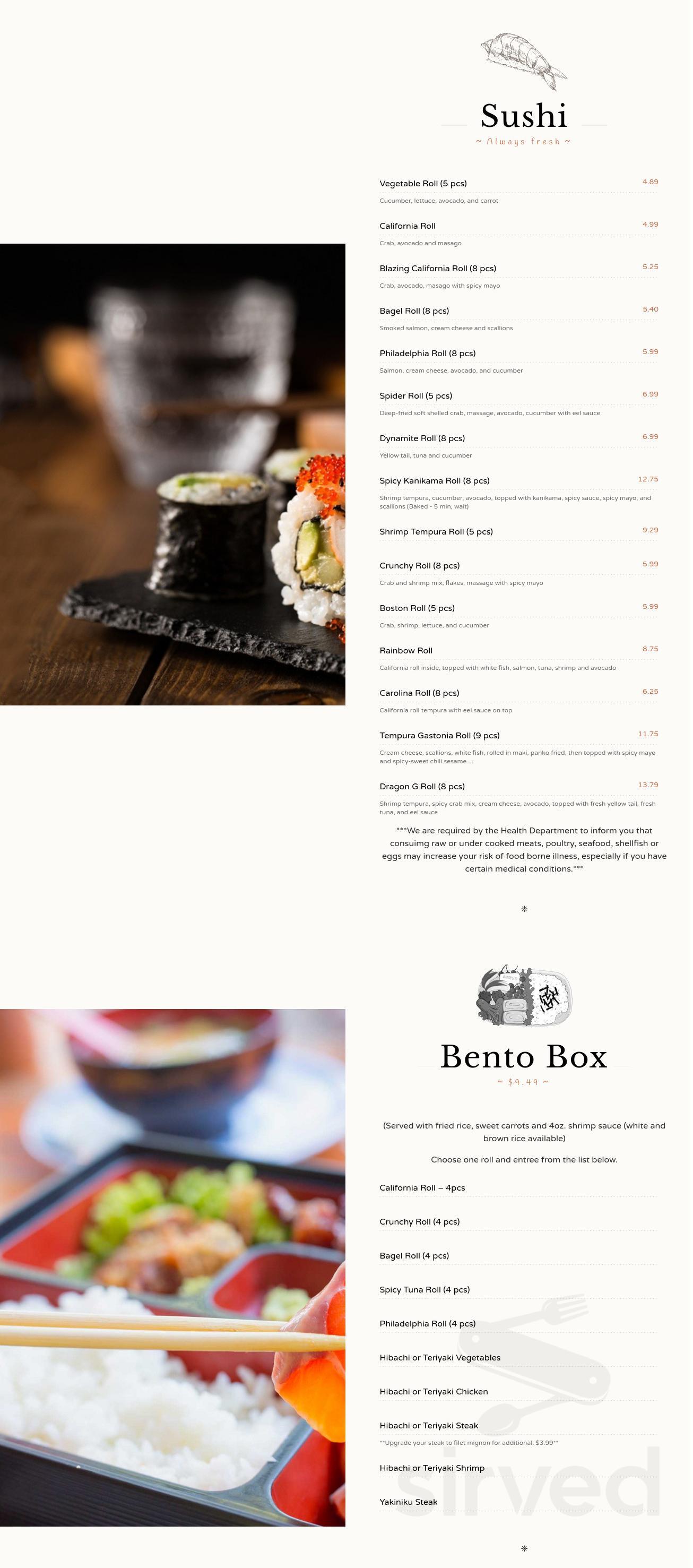 Kochi by the Lake menus in Lake Wylie, South Carolina, United States