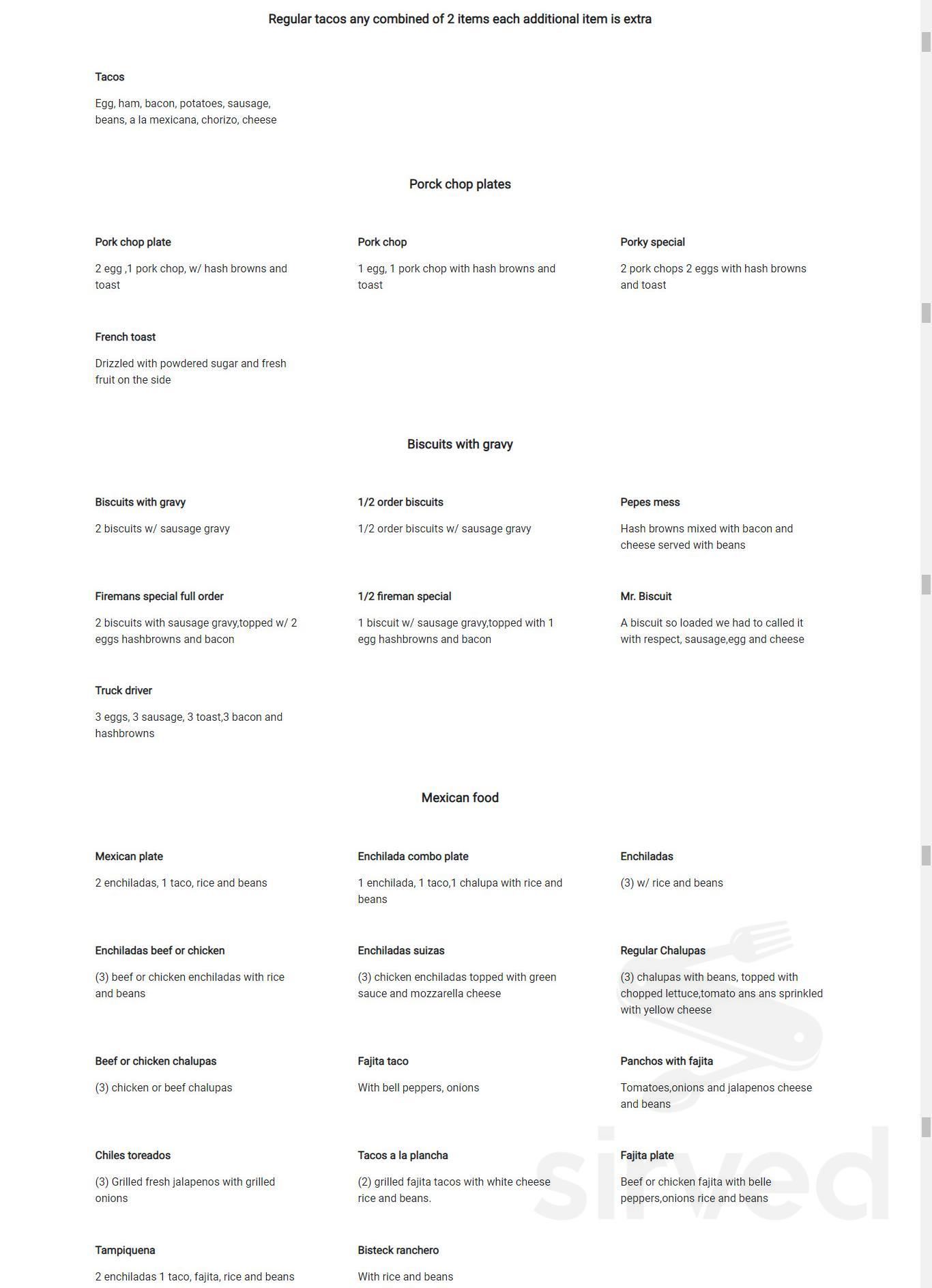 Jose's Cafecito Restaurant menu in Weslaco, Texas, USA