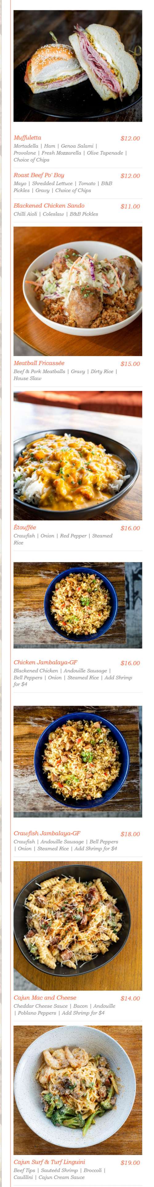 Herbe Sainte menu in Omaha, Nebraska, USA