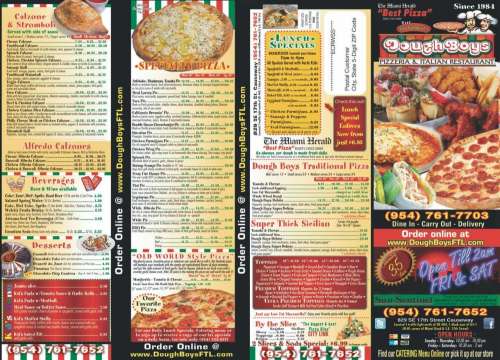 DoughBoys Pizzeria &amp; Italian Restaurant menu in Fort Lauderdale ...