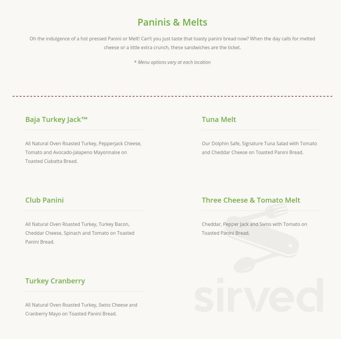 Nature's Table menu in Cerritos, California