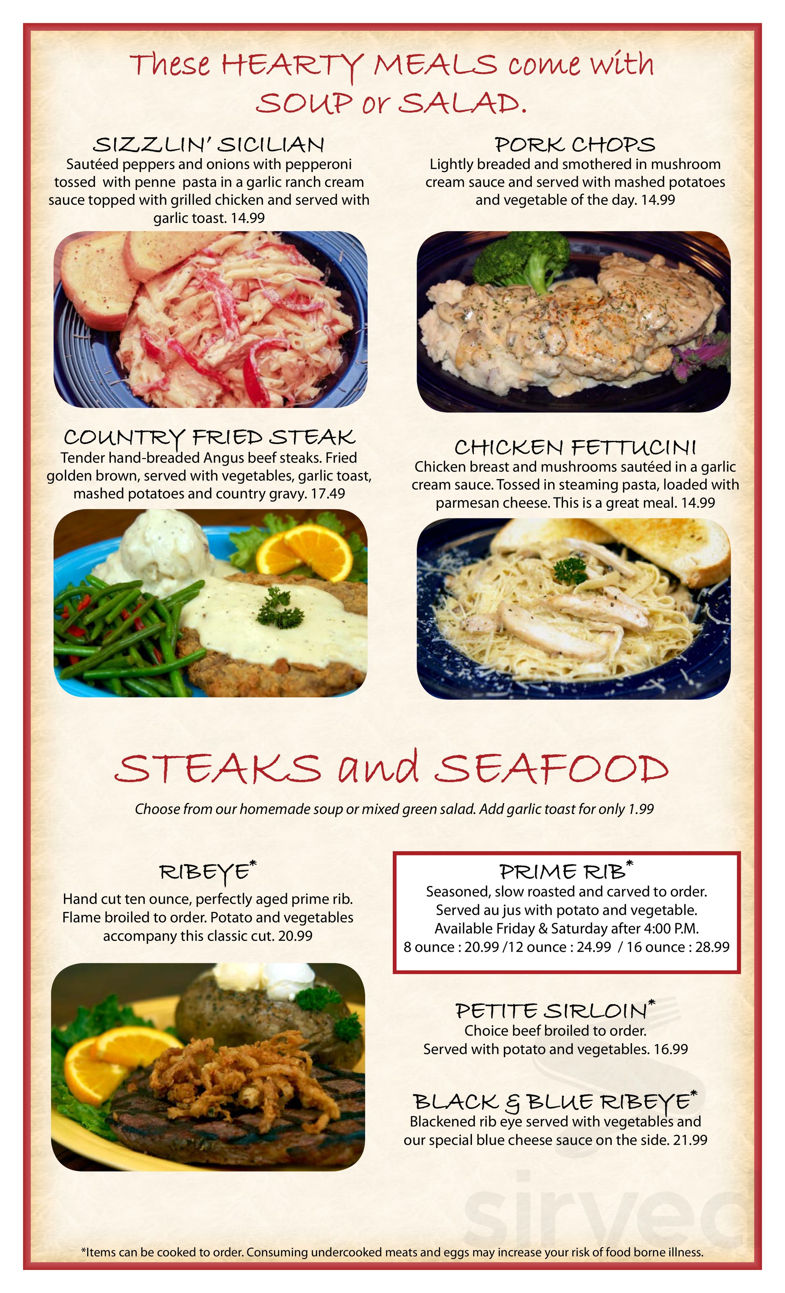 Harvester Restaurant Menu In Spangle, Washington, Usa