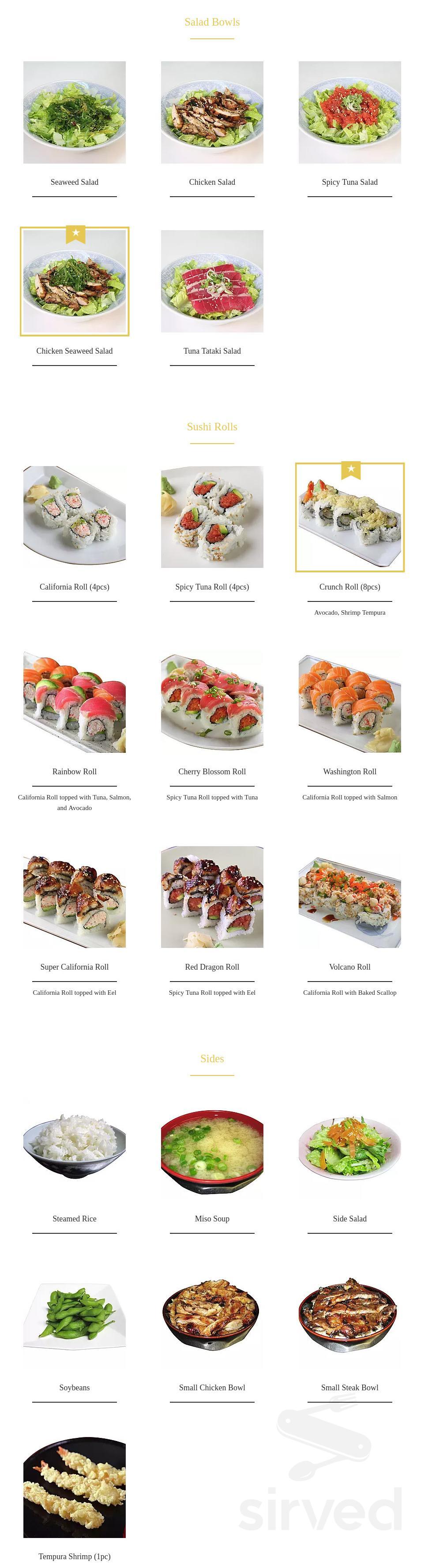 Fuji Grill menu in Yorba Linda, California, USA