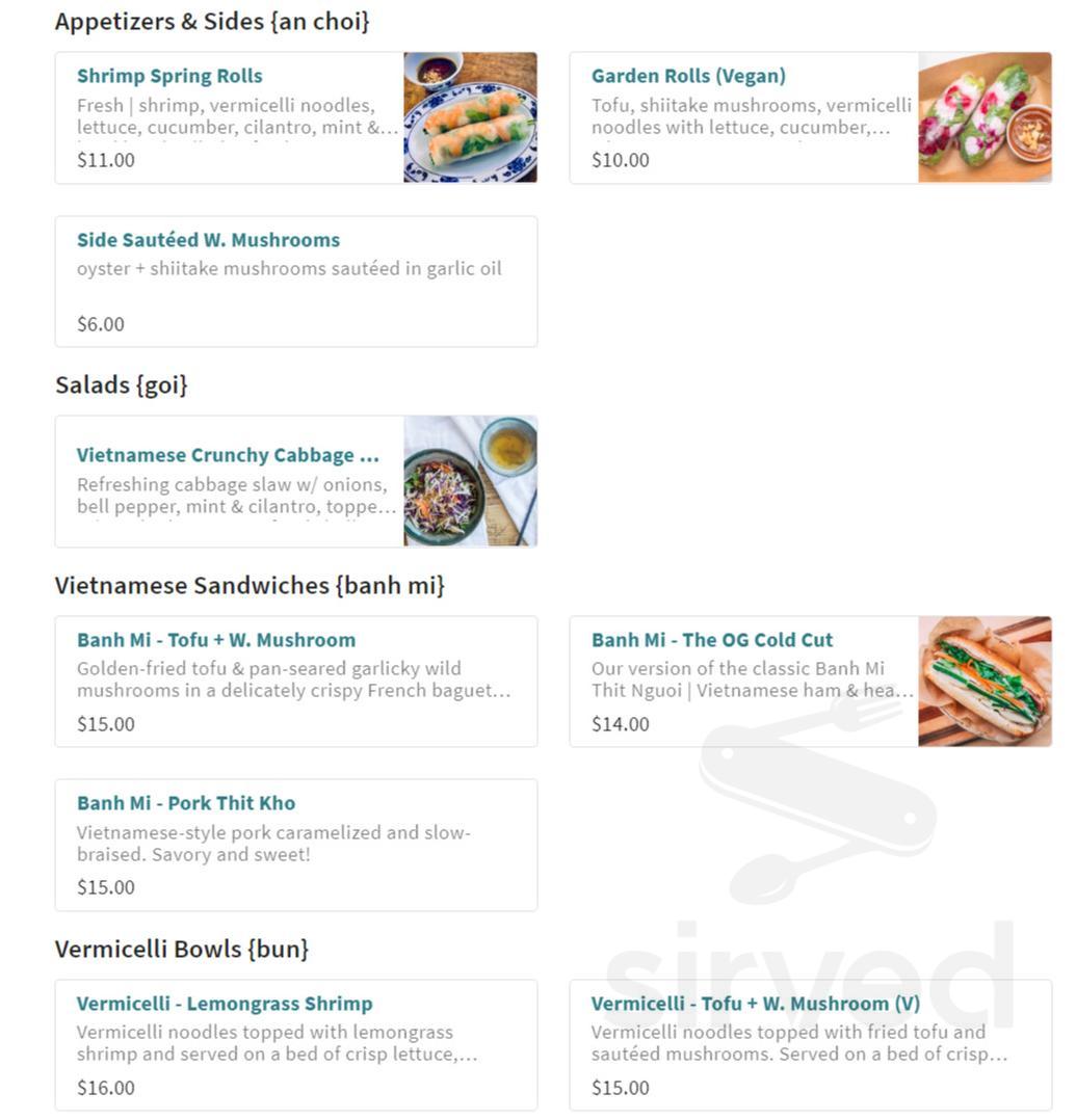 Banana Blossom Bistro menu in 1309 5th St NE, Washington, DC 20002