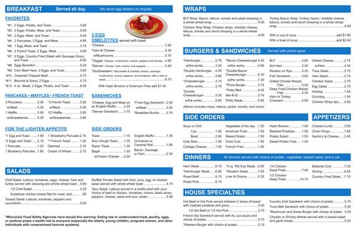 Melody Gardens menu in Marshfield, Wisconsin, USA