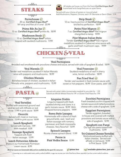 Station Square menu in Youngstown, Ohio, USA