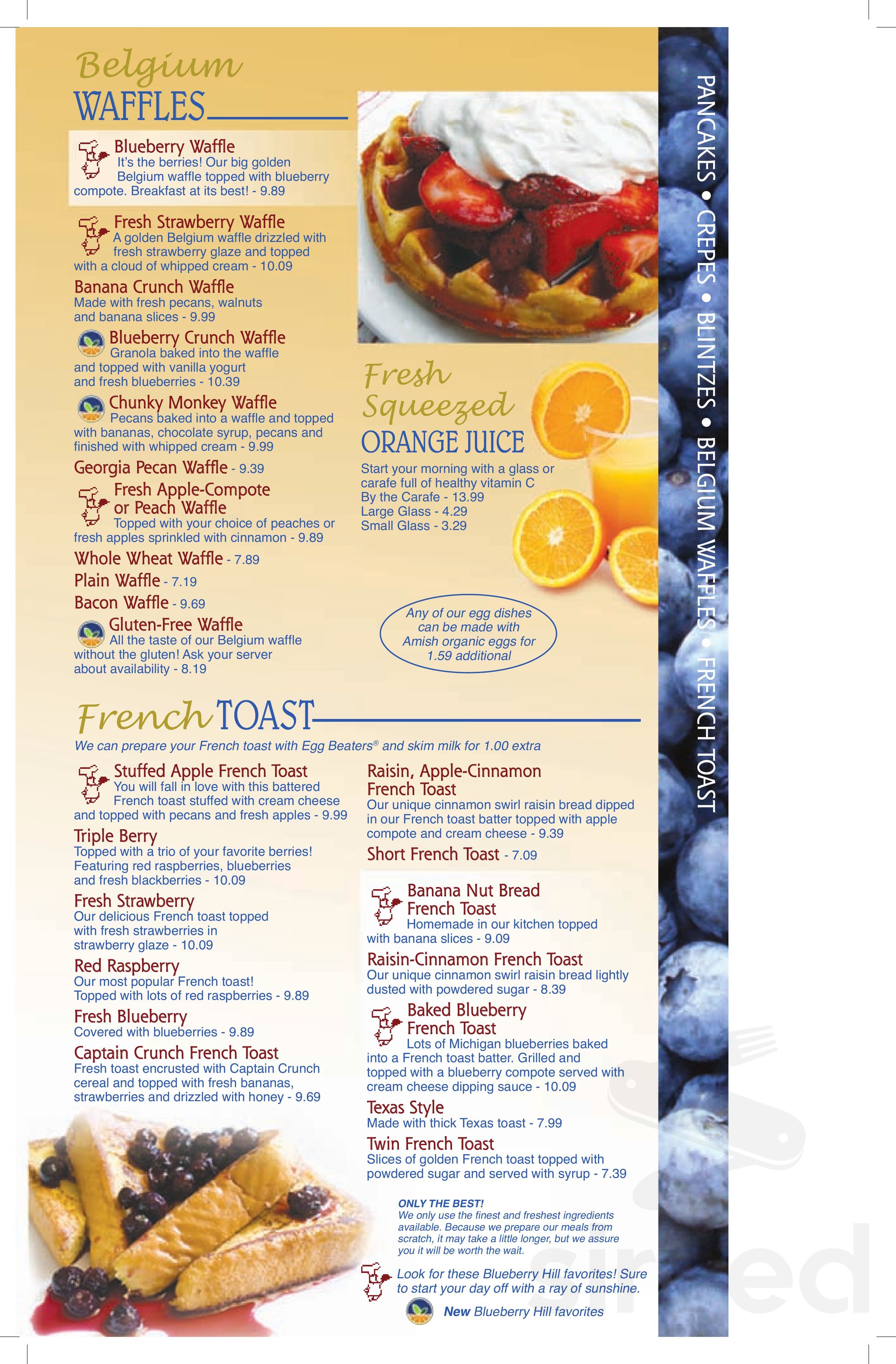 Blueberry Hill Cafe menu in Tinley Park, Illinois, USA