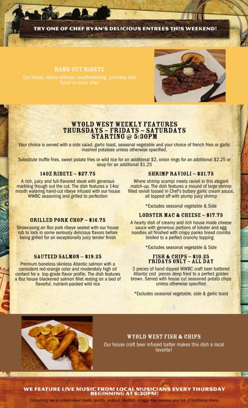 WYOld West Brewing Company menu in Powell, Wyoming, USA