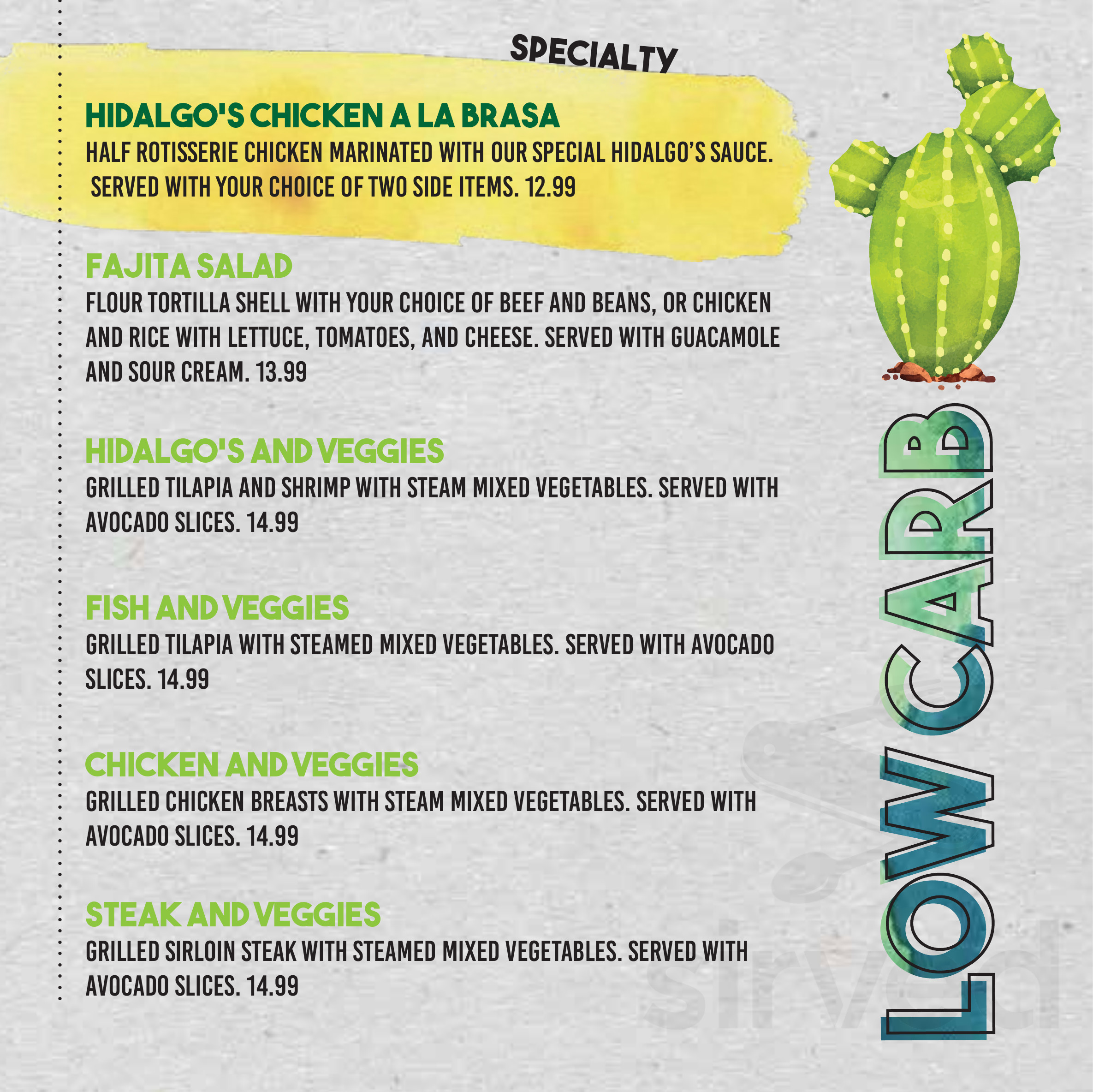 Hidalgo's Mexican Restaurant & Cantina menus in Moore, Oklahoma, United